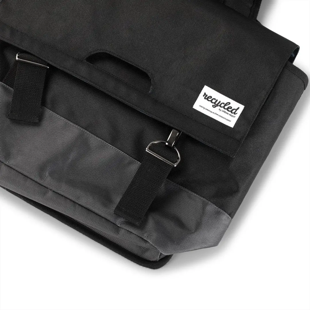 URBAN PROOF Gerecyclede Dubbele Fietstas 40L - Zwart/Grijs - afbeelding 6 van 6