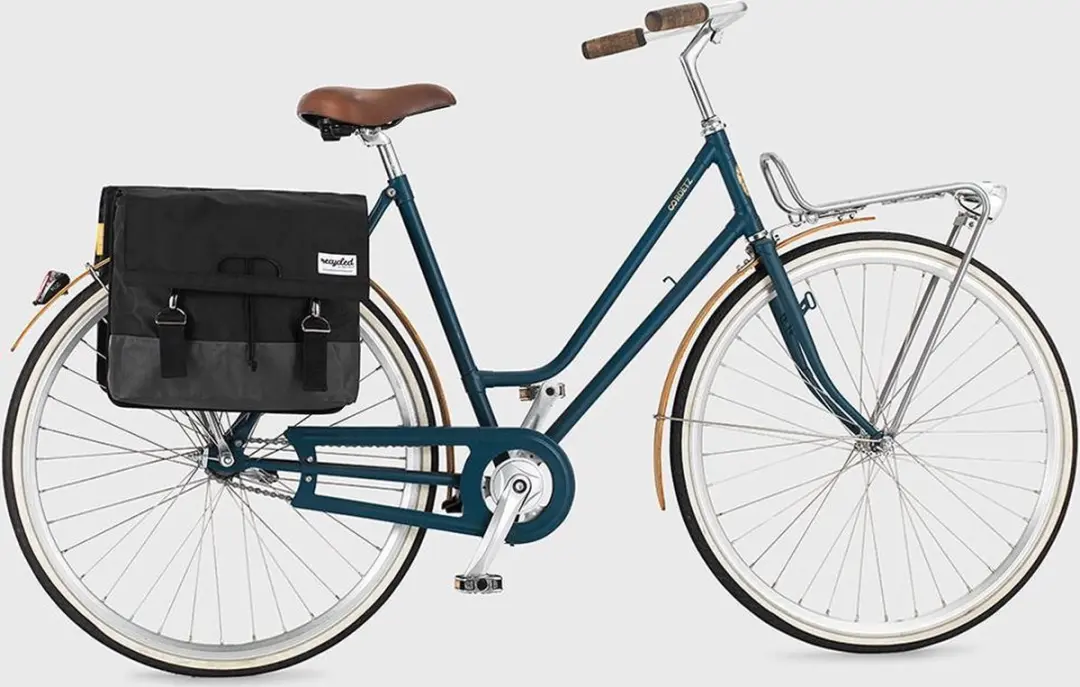 URBAN PROOF Gerecyclede Dubbele Fietstas 40L - Zwart/Grijs