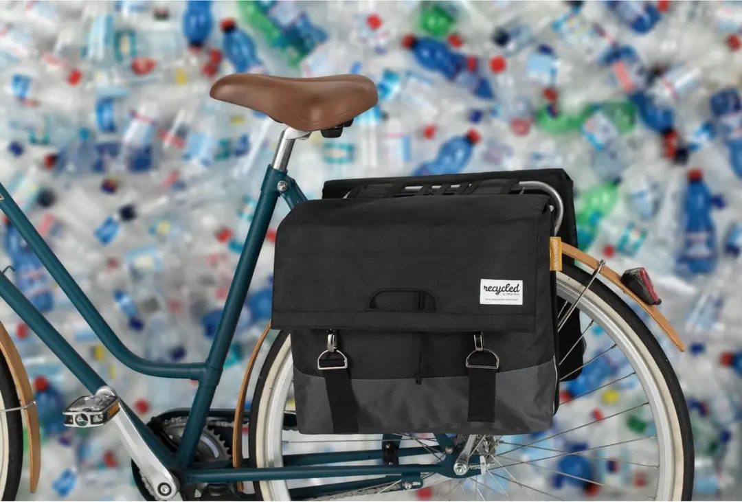 URBAN PROOF Gerecyclede Dubbele Fietstas 40L - Zwart/Grijs