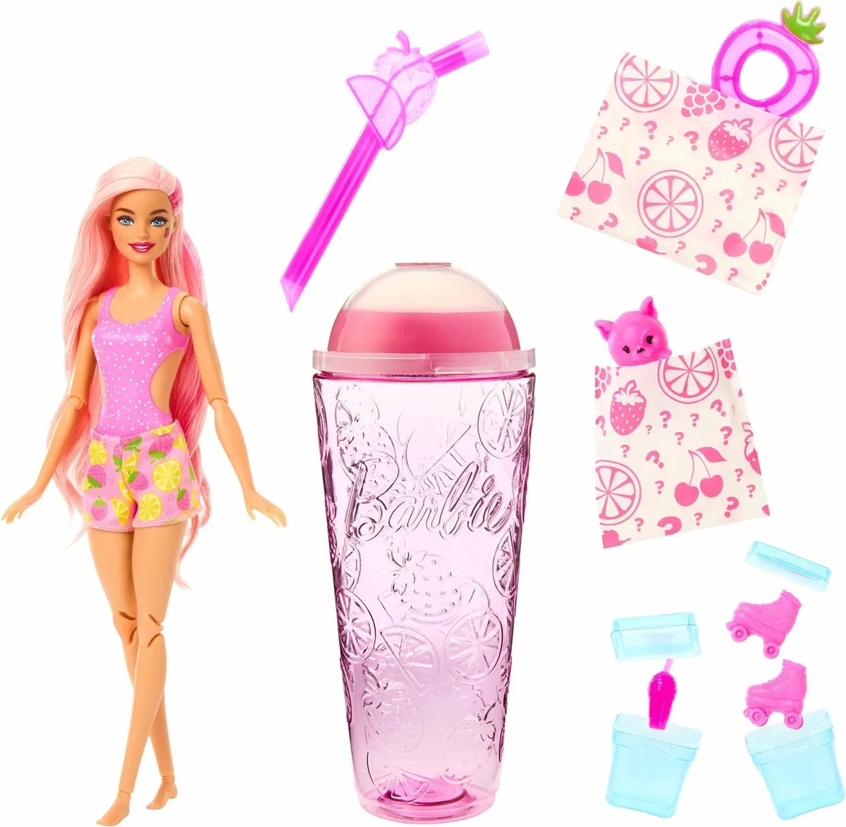 Barbie Pop! Reveal HNW41 Barbiepop - Aardbeienlimonade - afbeelding 2 van 6