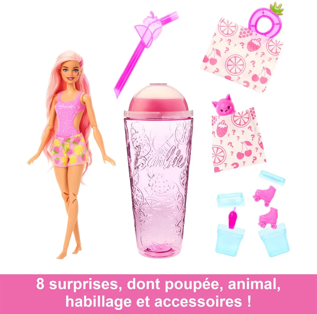 Barbie Pop! Reveal HNW41 Barbiepop - Aardbeienlimonade - afbeelding 4 van 6