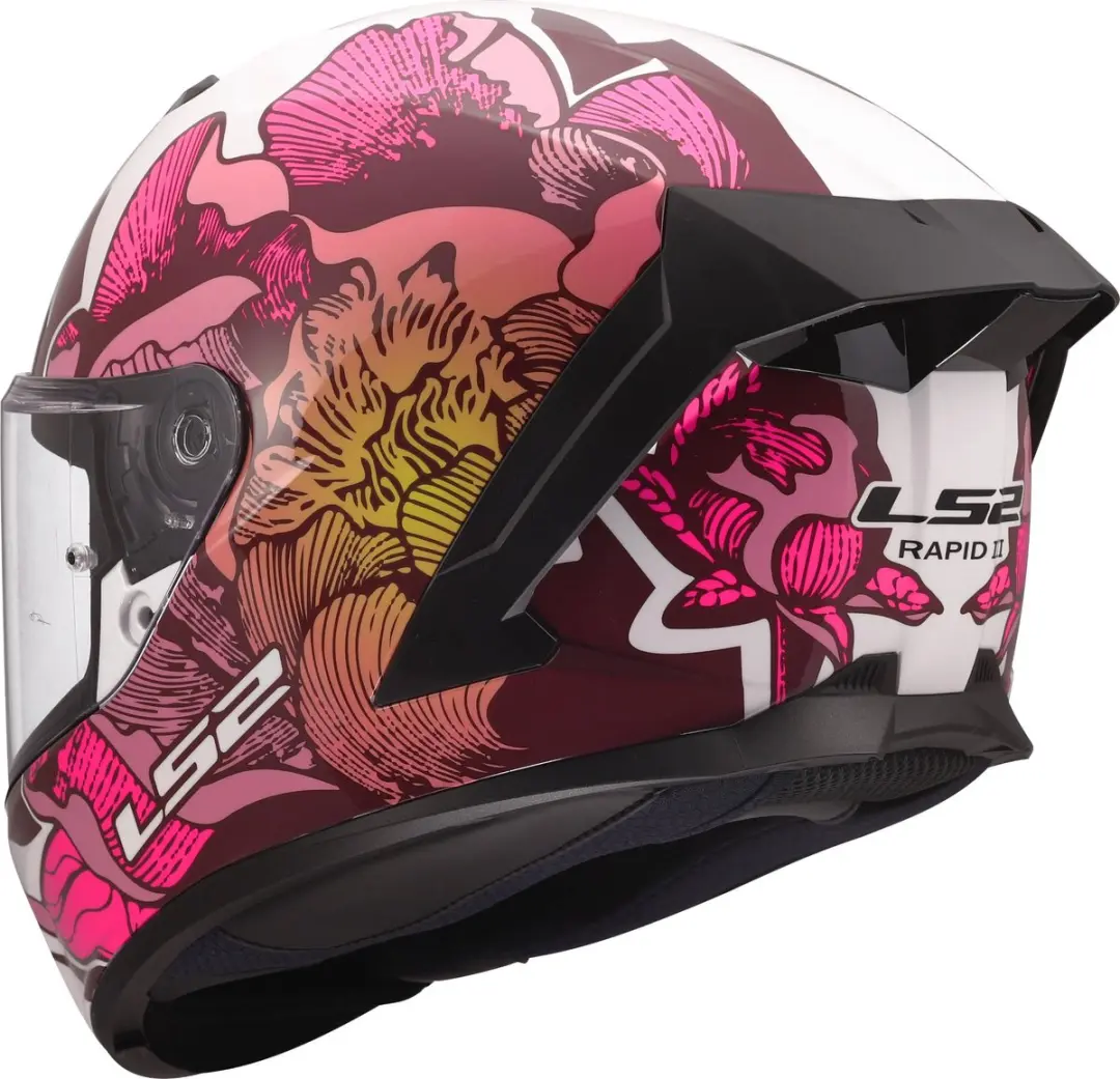 LS2 FF820 Rapid III Poppies Helm - XXS - Wit/roze