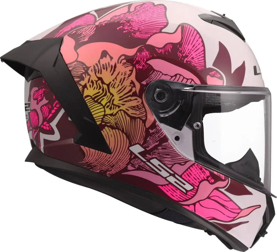 LS2 FF820 Rapid III Poppies Helm - XXS - Wit/roze