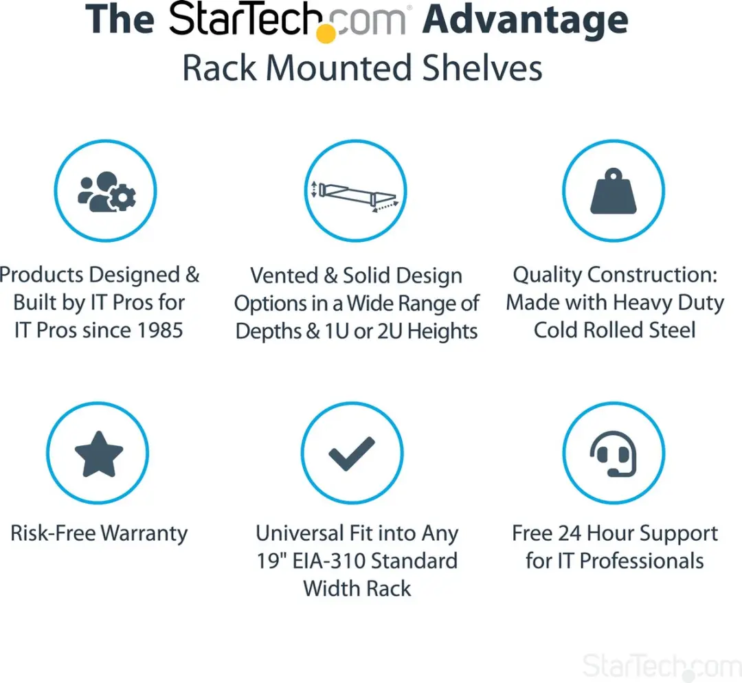 Startech 1U Serverkastplank CABSHELF116 - 40cm - Zwart - afbeelding 5 van 6