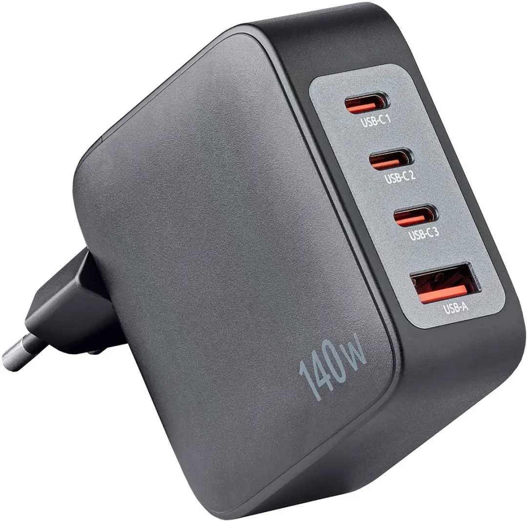 Intenso W140A3C+C520C GaN Netvoeding 140W - USB-C Kabel 2m - Zwart