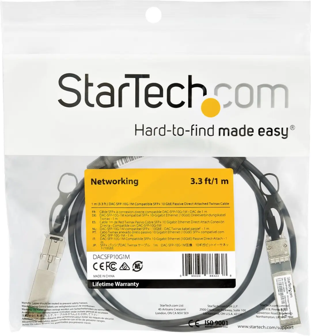 Startech SFP+ DAC-SFP-10G-1M Kabel - 1 Meter - Zwart - afbeelding 4 van 4