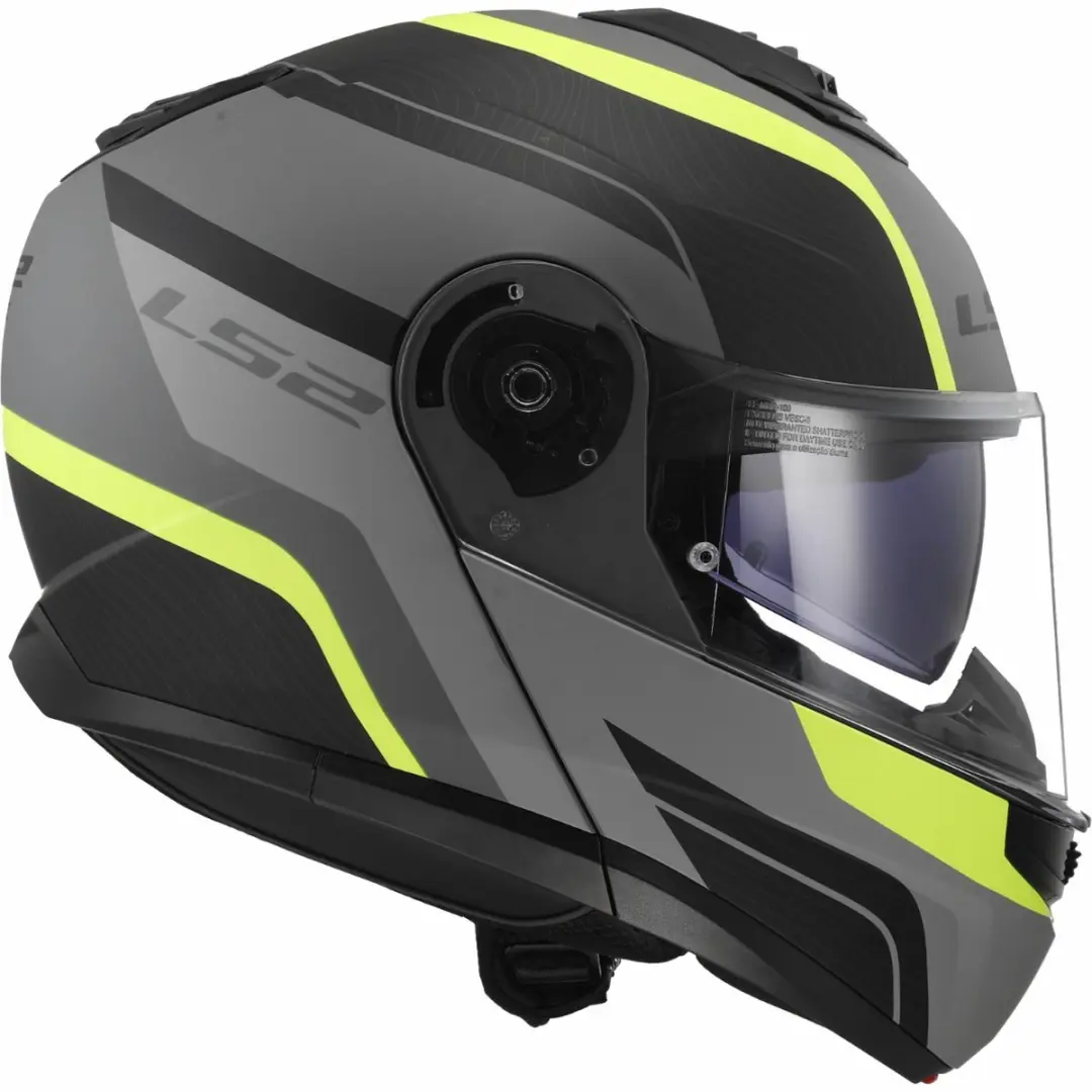 LS2 FF908 Strobe II Monza Systeemhelm - Mat Zwart/H-V Geel