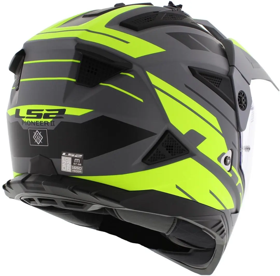 LS2 MX702 Pioneer II Adventure Helm - XS - Grijs/Fluo Geel