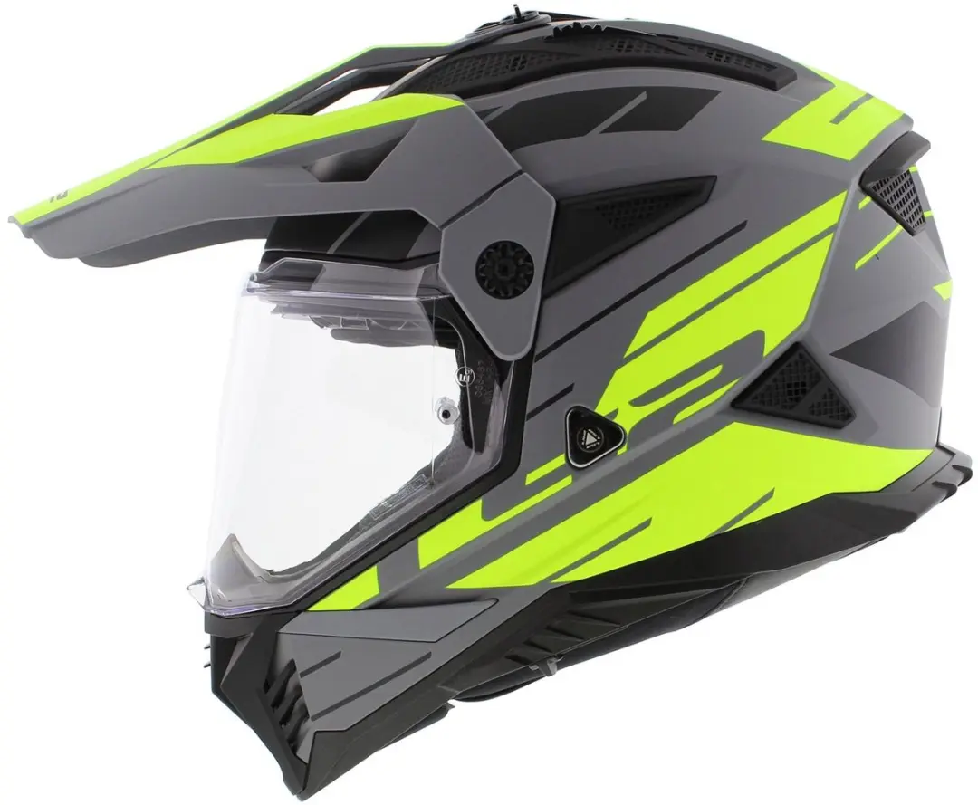 LS2 MX702 Pioneer II Adventure Helm - XS - Grijs/Fluo Geel