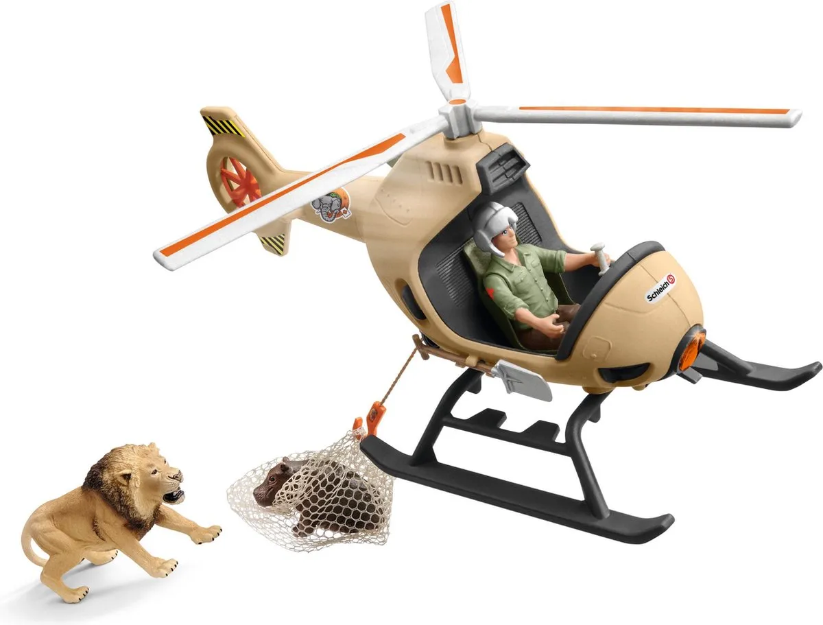 Schleich Wild Life Helikopter Dierenredding Speelfigurenset 42476 - 9-delig