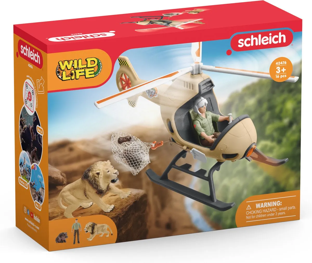 Schleich Wild Life Helikopter Dierenredding Speelfigurenset 42476