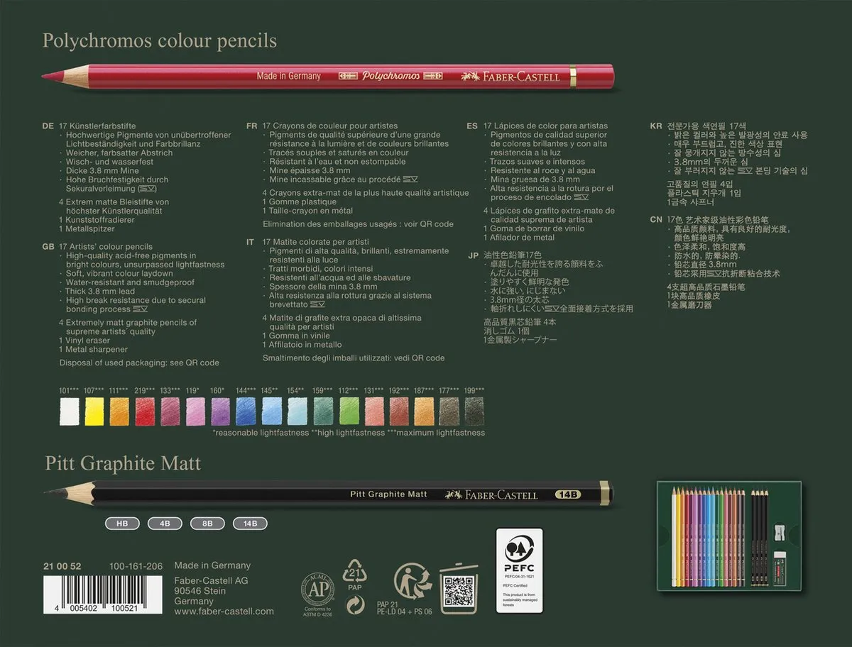 Faber-Castell Polychromos & Pitt Grafiet Mat Tekenset 23-delig