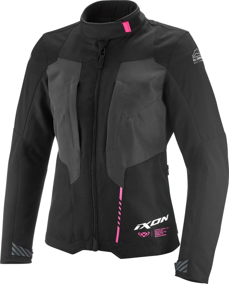 IXON Tyr Waterdichte Dames Motorparka - Zwart/Grijs/Rozem