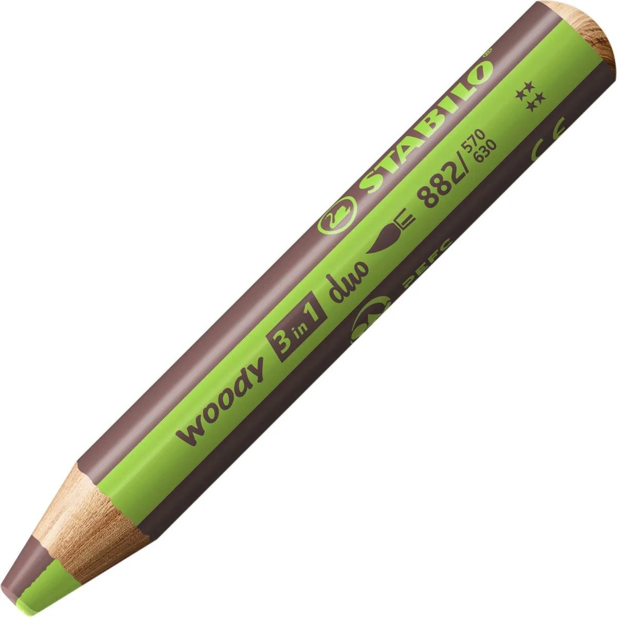 STABILO Woody 3-in-1 Duo Light Groen/Bruin - 5 Stuks