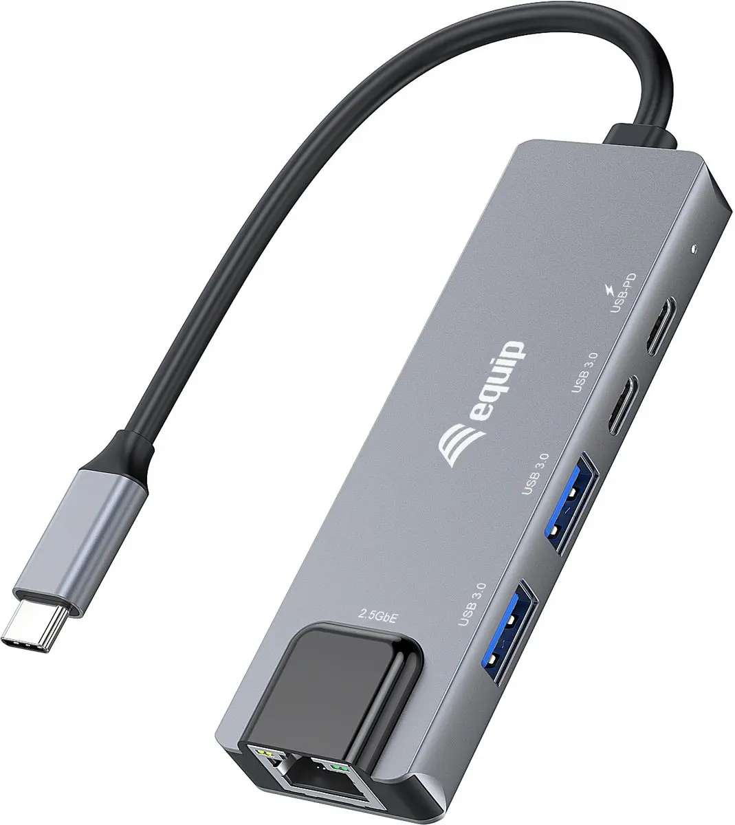 Equip 133496 5 in 1 multifunctionele adapter, 2,5GbE, USB-A x 2, USB-C x 1, USB-