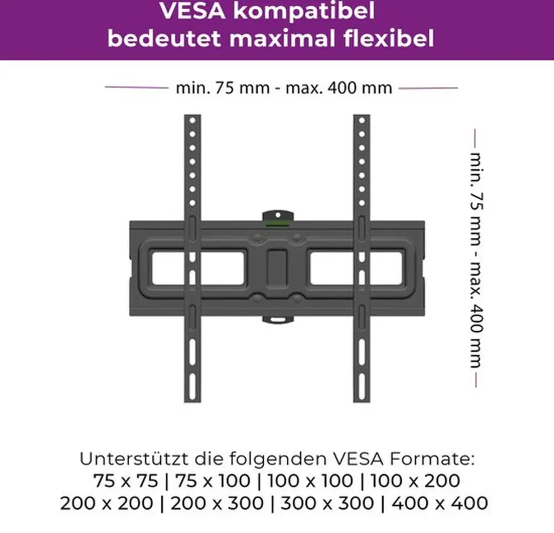 Ultron WM200 TV Muurbeugel - Zwenk- en kantelbaar 35kg - VESA 100x100/200x200/200x300 - Zwart - afbeelding 6 van 6