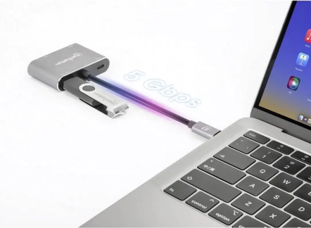 Manhattan 130691 USB-C Dockingstation - 4-in-1 - Space grijs
