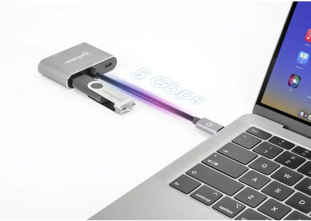 Manhattan 130691 USB-C Dockingstation - 4-in-1 - Space grijs