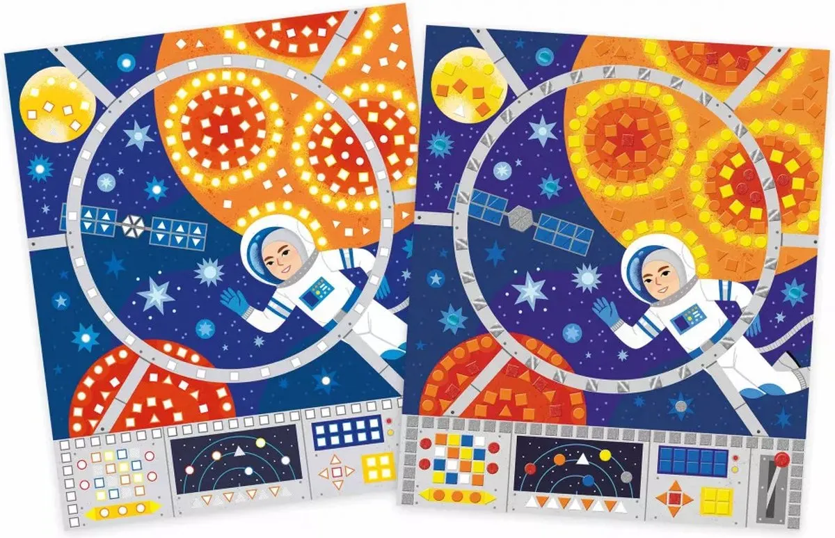 Janod Mozaïek Space Knutselset - 5 Afbeeldingen - Multikleur