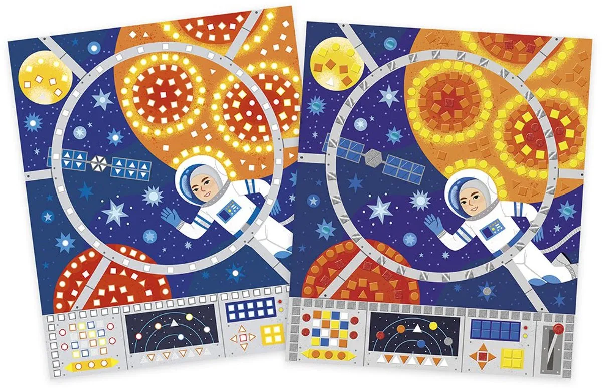 Janod Mozaïek Space Knutselset - 5 Afbeeldingen - Multikleur