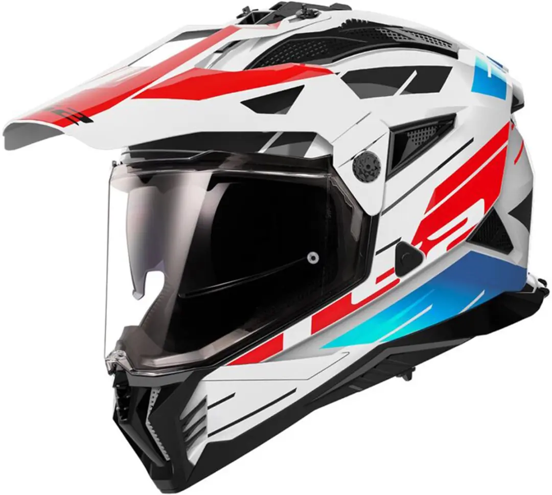 LS2 MX702 Pioneer II Namib Wit Blauw Rood Adventure Helm