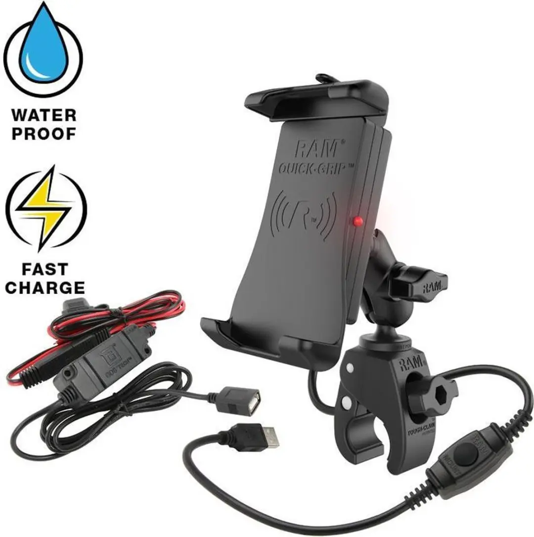 RAM® Quick-Grip Wireless Charging Motor Houder met RAM® Tough-Claw Mount