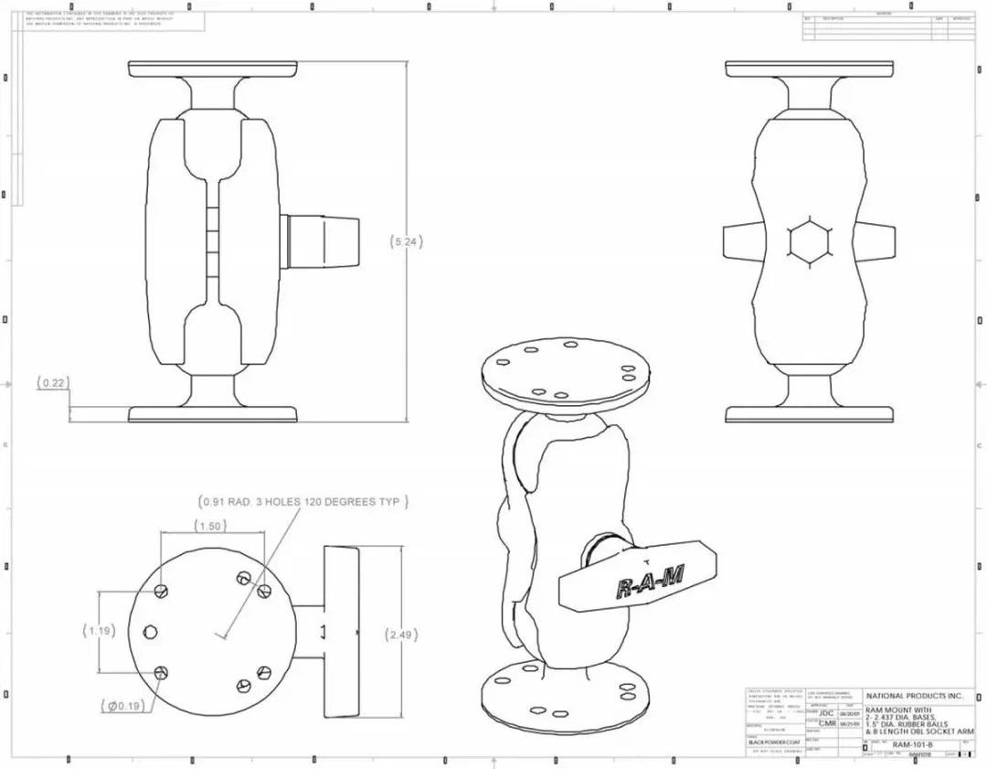 RAM Mounts RAM-101U-B Montagekit - Zwart - afbeelding 4 van 6