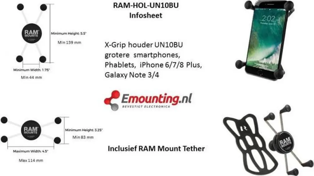 RAM Mounts X-Grip Large Universeel Telefoonhouder - Zwart - afbeelding 4 van 6