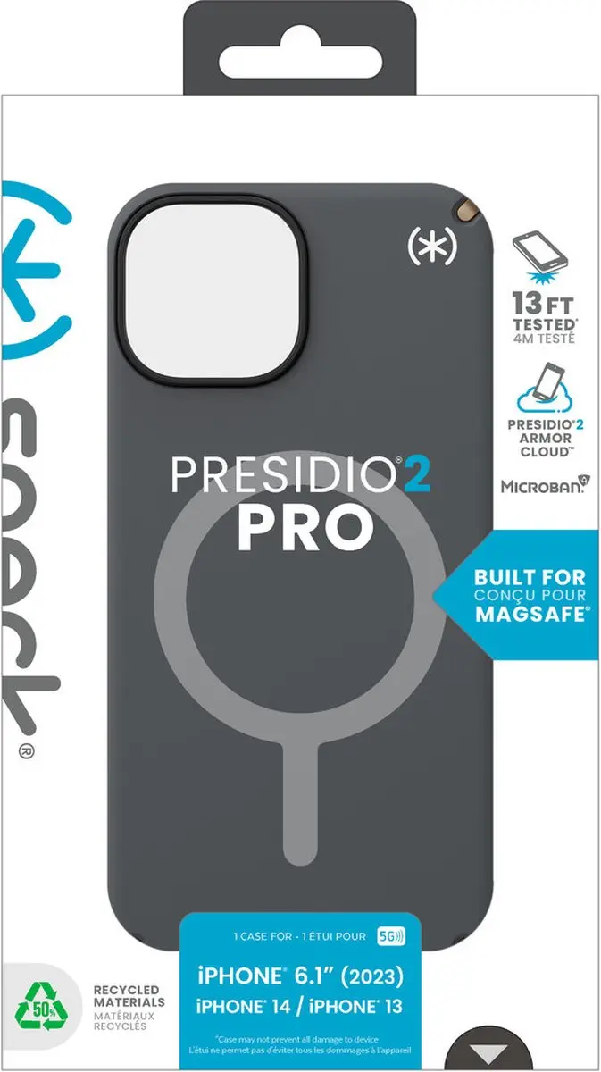 Speck Presidio2 Pro 150558-3212 Hoesje - iPhone 13/14/15/16 - Grijs