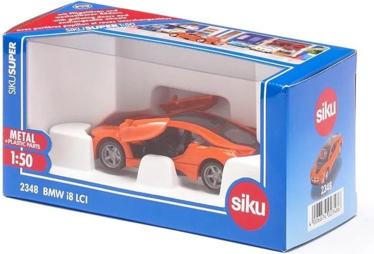 SIKU 2348 BMW i8 LCI Modelauto - 1:50 - Oranje/Zwart