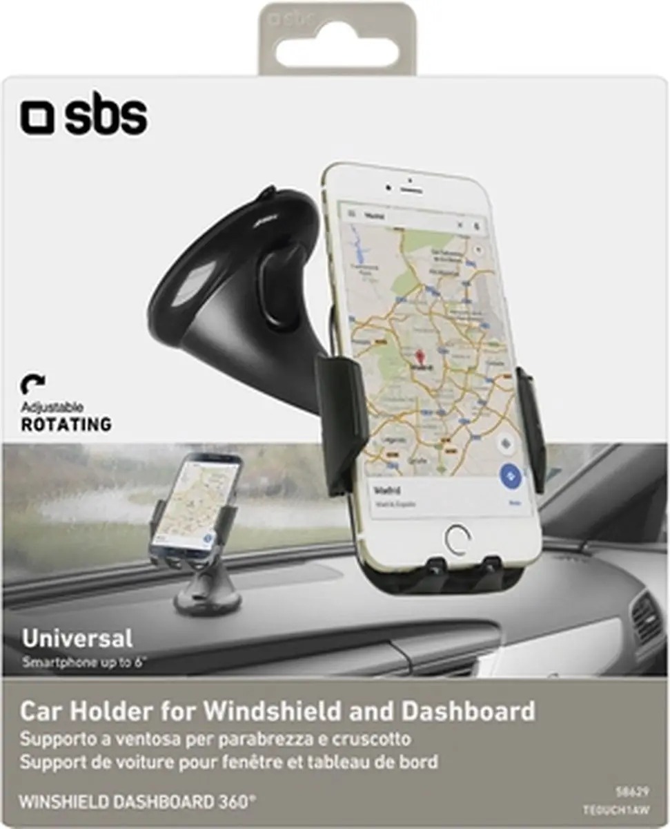 SBS Freeway Zuignap Telefoonhouder Auto - Zwart