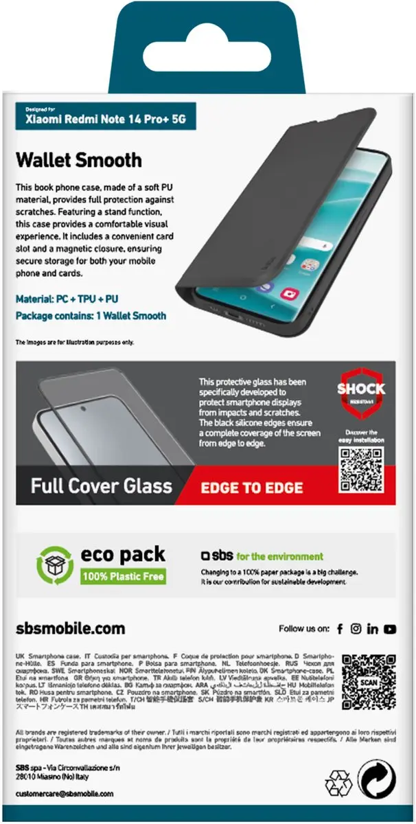 SBS Redmi Note 14 Pro 5G Hoesje - Portemonneehouder Zwart - afbeelding 4 van 4