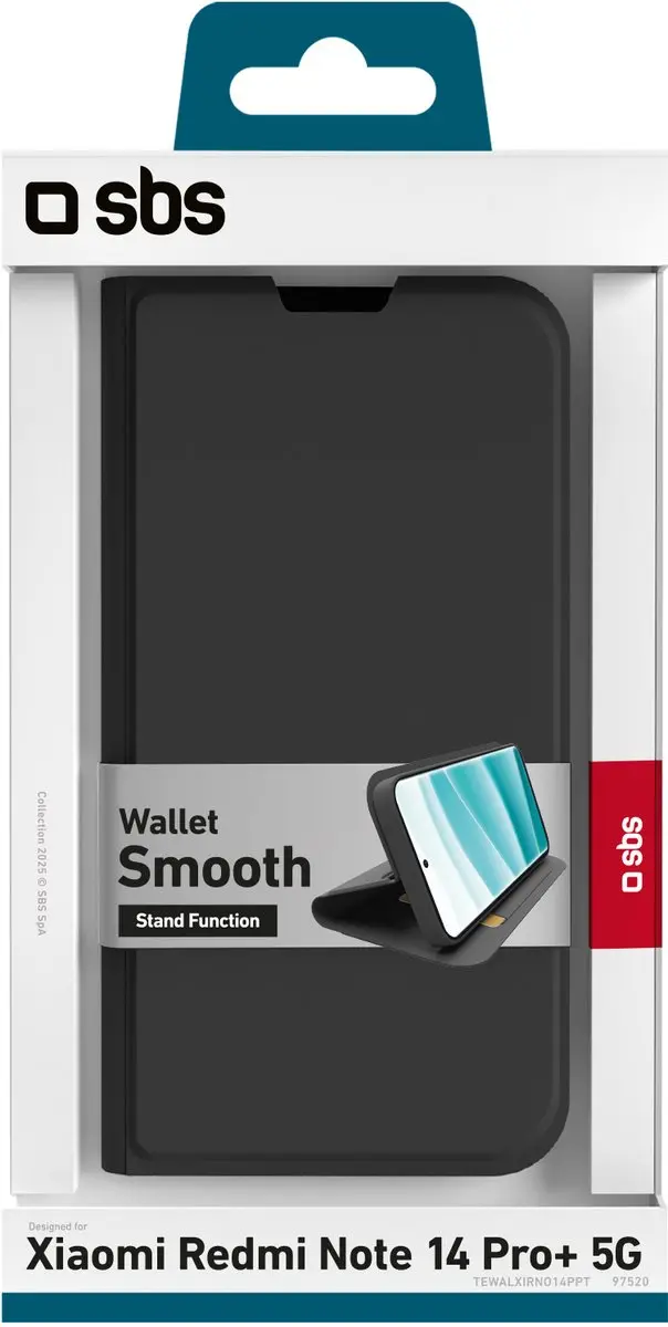 SBS Redmi Note 14 Pro 5G Hoesje - Portemonneehouder Zwart - afbeelding 2 van 4