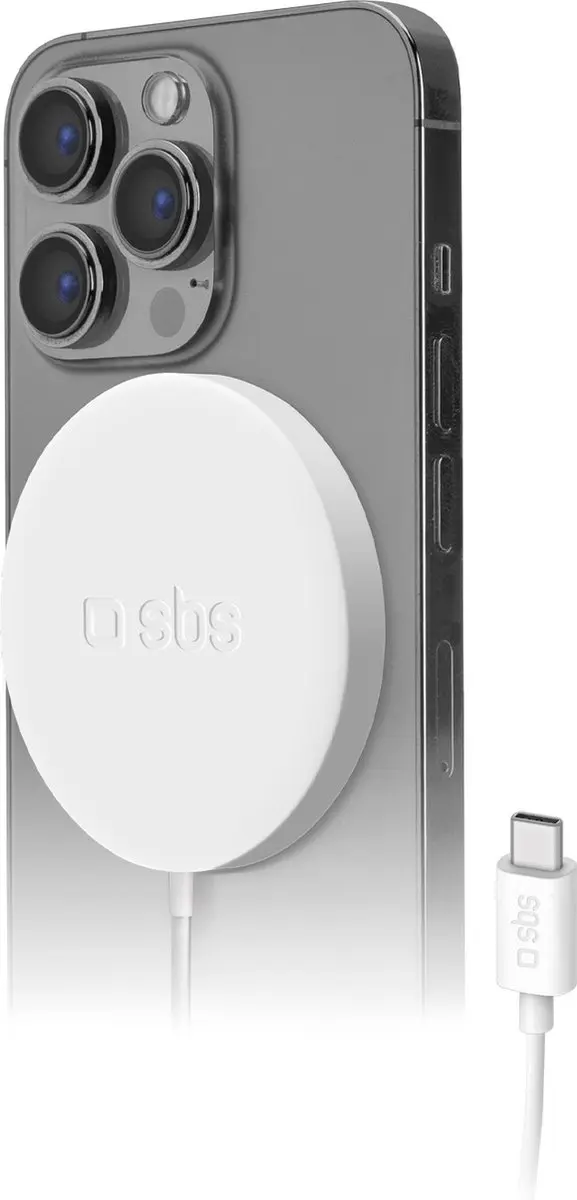 SBS Mag Smartphone Wit USB Draadloos opladen Snel opladen Binnen