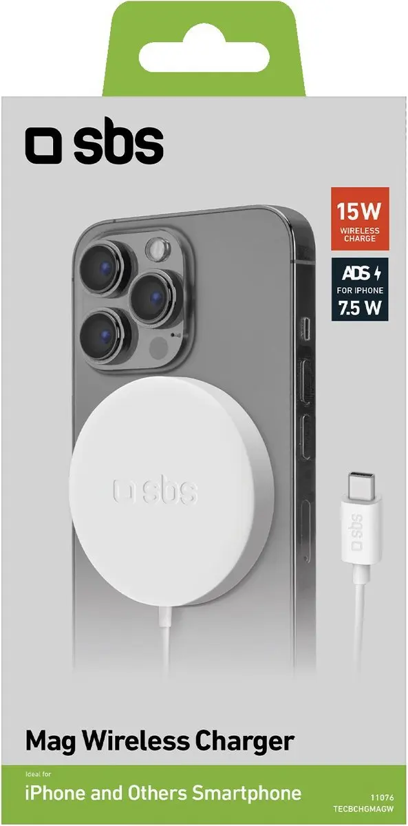 SBS Mag Smartphone Oplader Wit TECBCHGMAGW - 15W - MagSafe - afbeelding 2 van 2