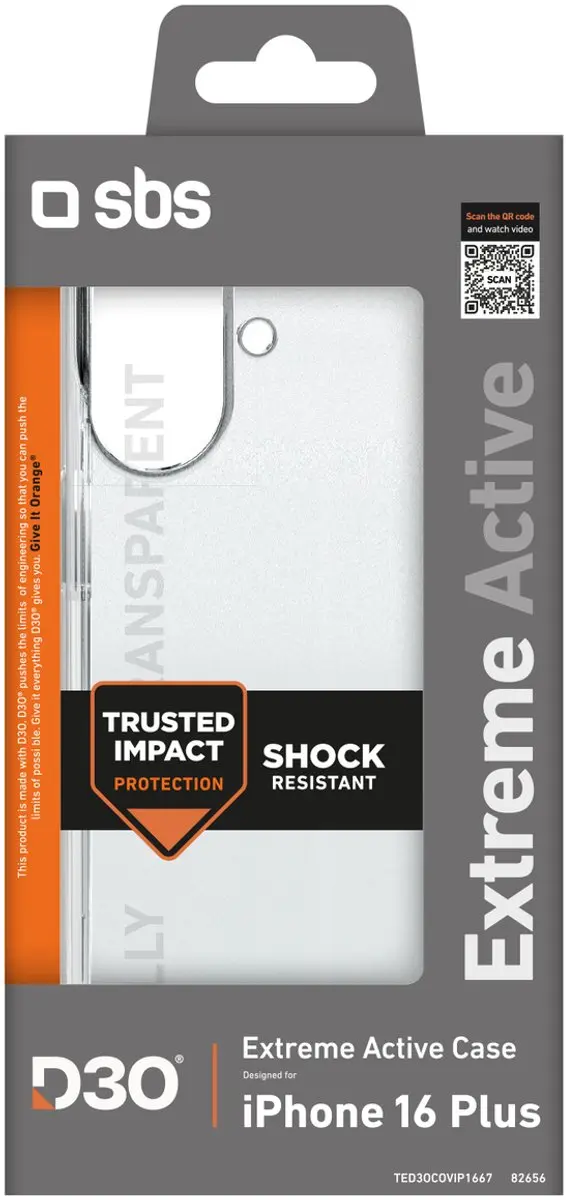 SBS Extreme Active iPhone 16 Plus Hoes - Transparant - D3O Technologie - afbeelding 3 van 4