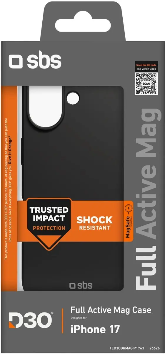 SBS D3O Mag-Case iPhone 17 - 1 Pasje - Zwart