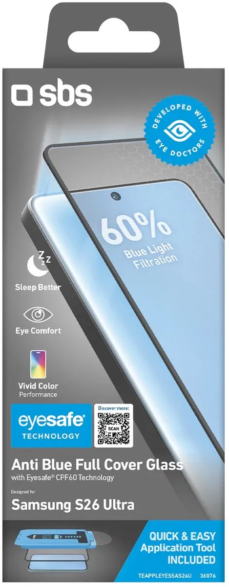 SBS Eyesafe CPF60 Geharde Glas Bescherming - Samsung Galaxy S26 Ultra - Blauwlichtfilter