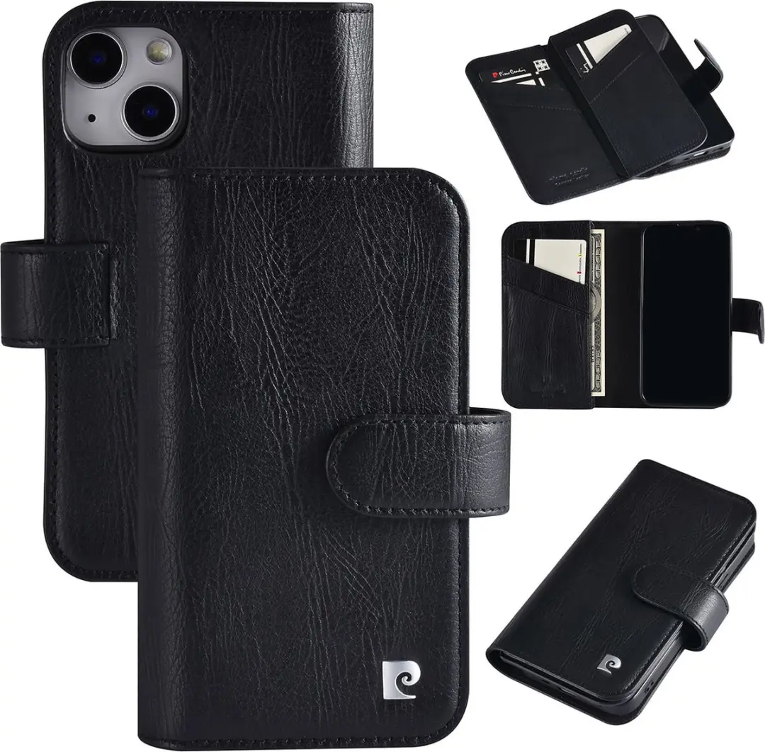 Pierre Cardin Zwart Leer Book Case Telefoonhoesje voor Apple iPhone 13 Mini
