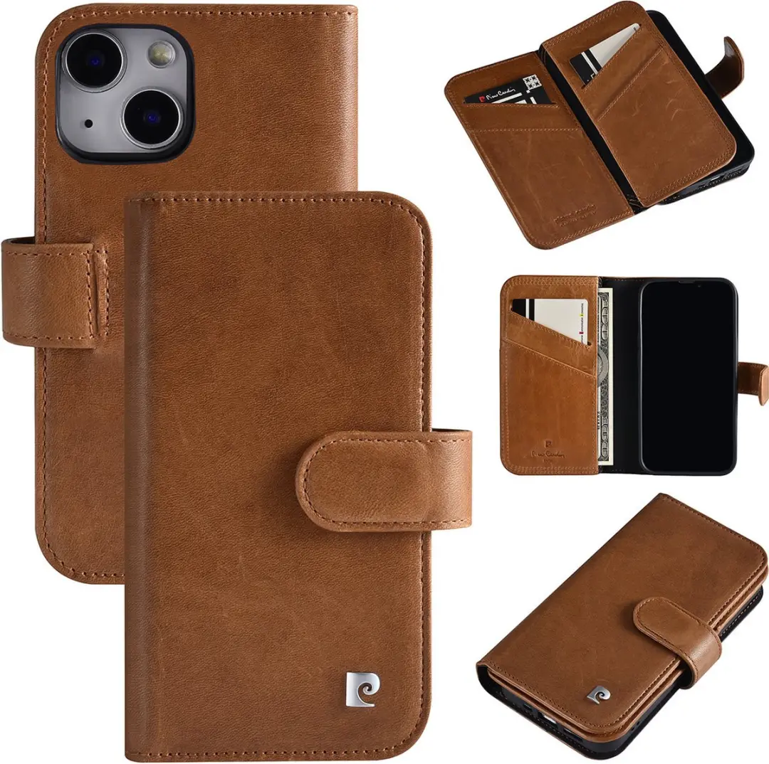 Pierre Cardin Bruin Leer Book Case Telefoonhoesje voor Apple iPhone 13 Mini