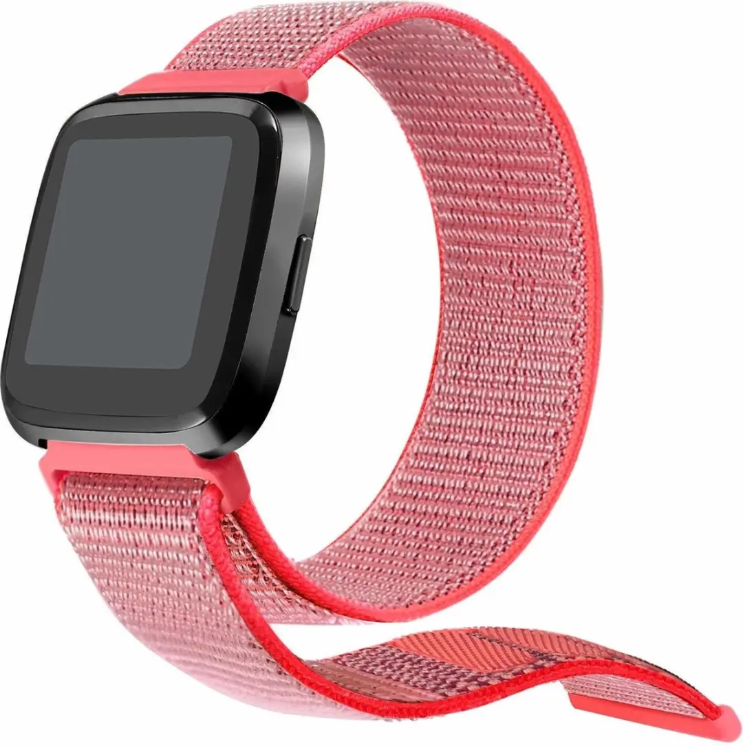 Fitbit Versa nylon bandje (knalroze)