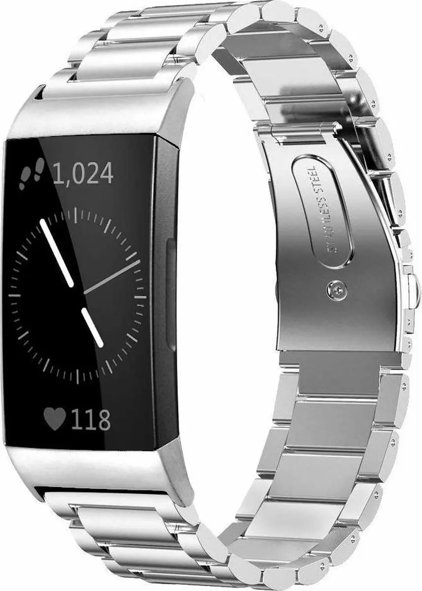 Fitbit Charge 3 stalen bandje (zilver)