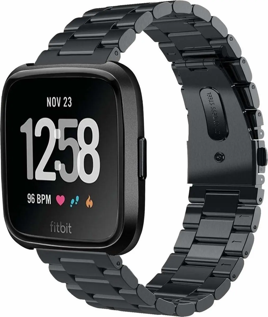 Fitbit Versa stalen bandje (zwart)