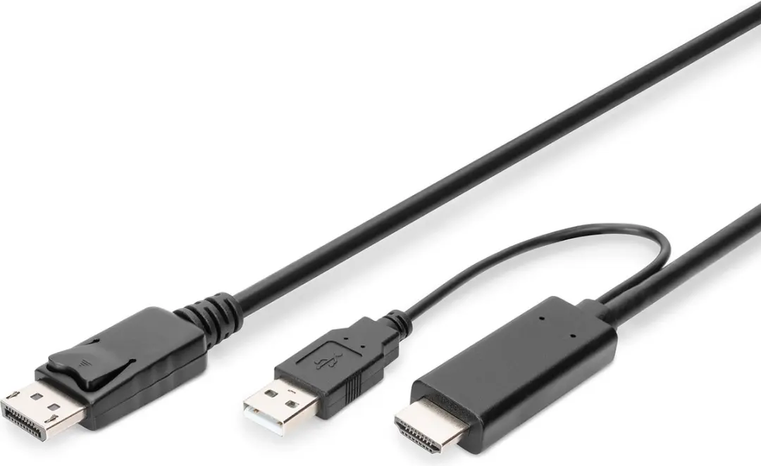 Digitus AK-330111-020-S HDMI naar DisplayPort + USB Kabel