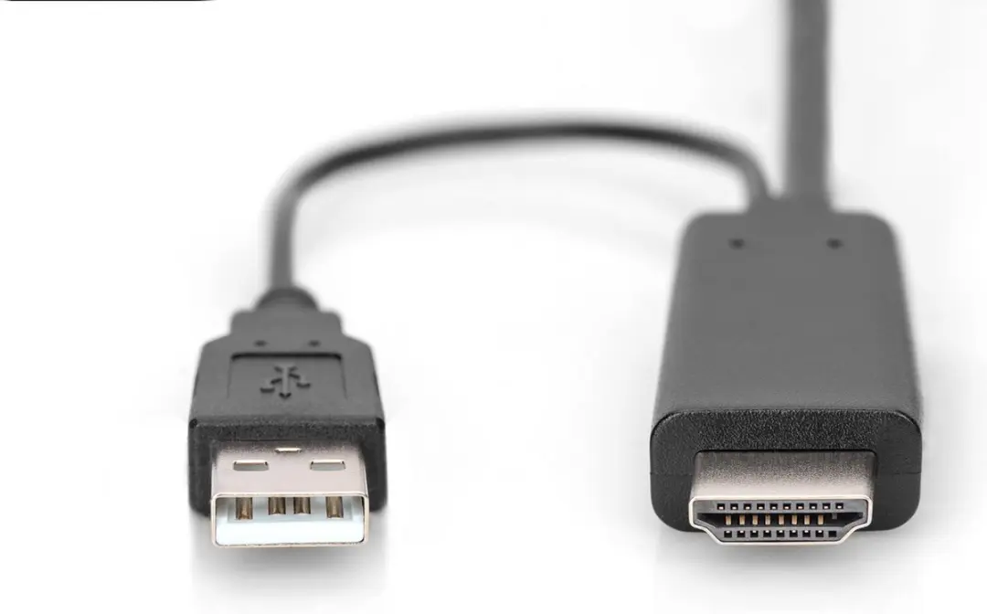 Digitus AK-330111-020-S HDMI naar DisplayPort + USB Kabel - 2m - Zwart