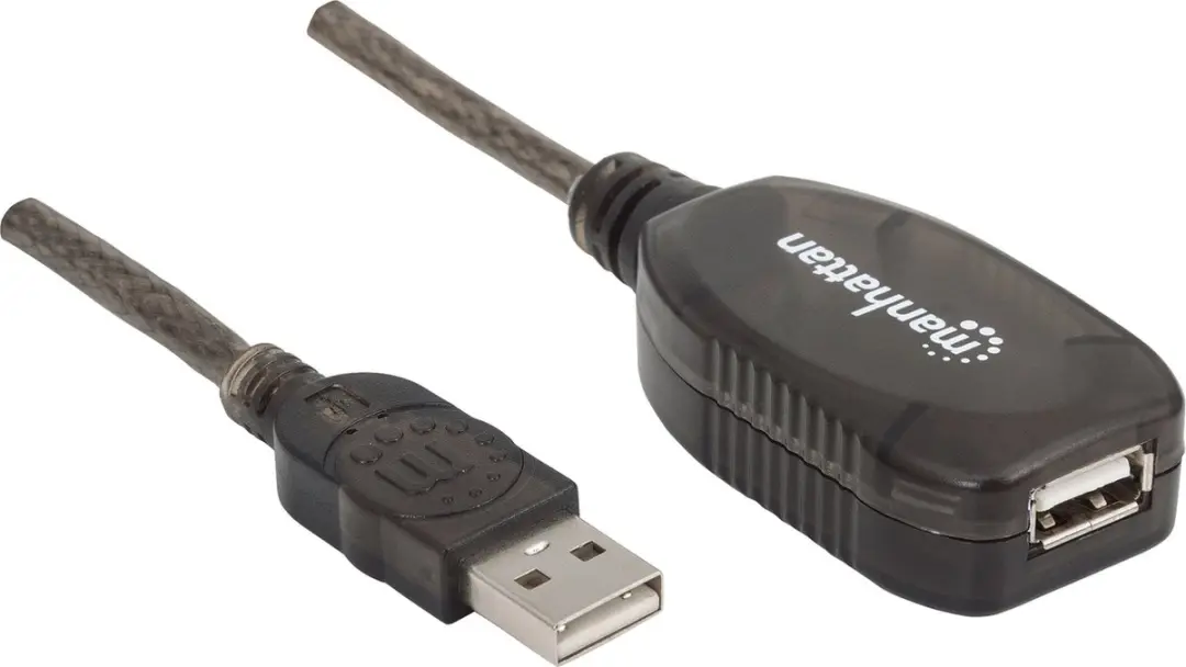 Manhattan IC Intracom USB 2.0 A Male naar A Female 20m - Zwart