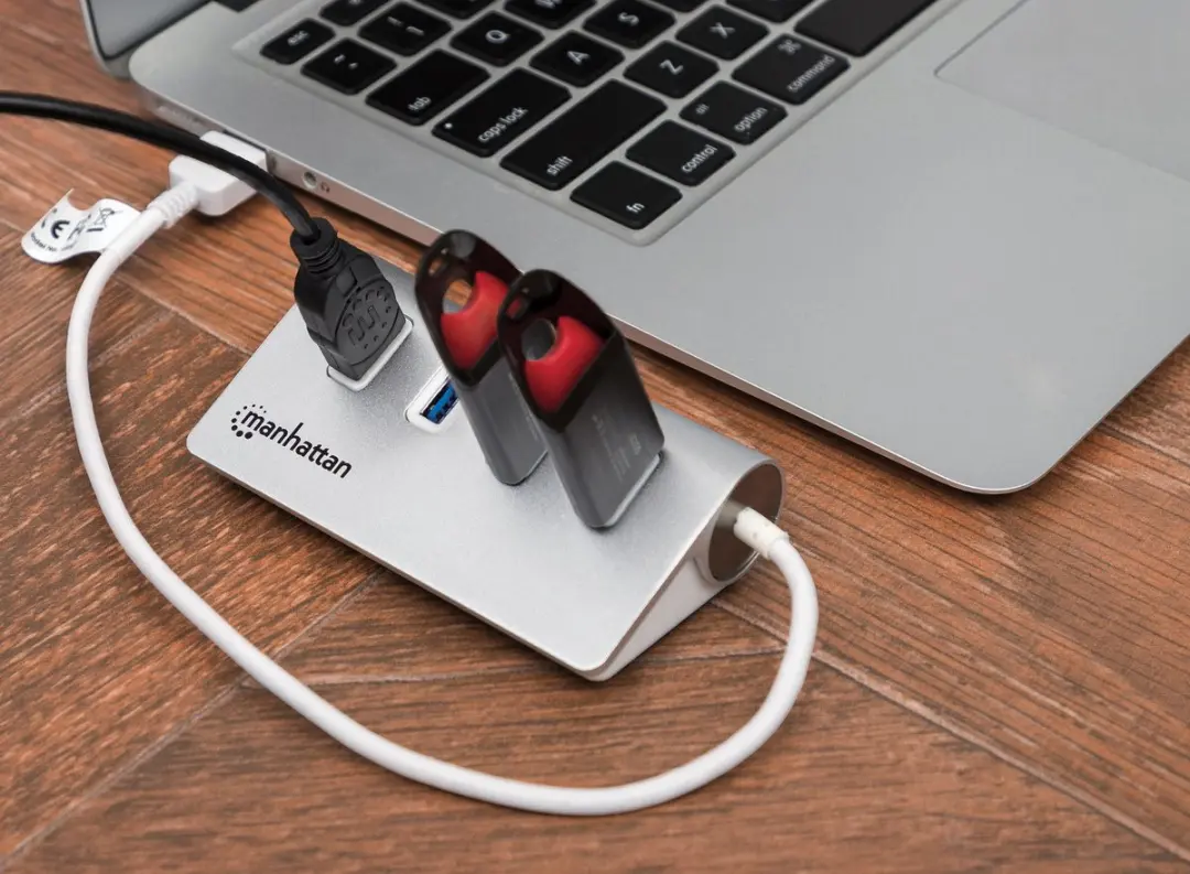 Manhattan 163767 USB 3.0 Hub 4 Poorten - Aluminium Wit - afbeelding 4 van 6