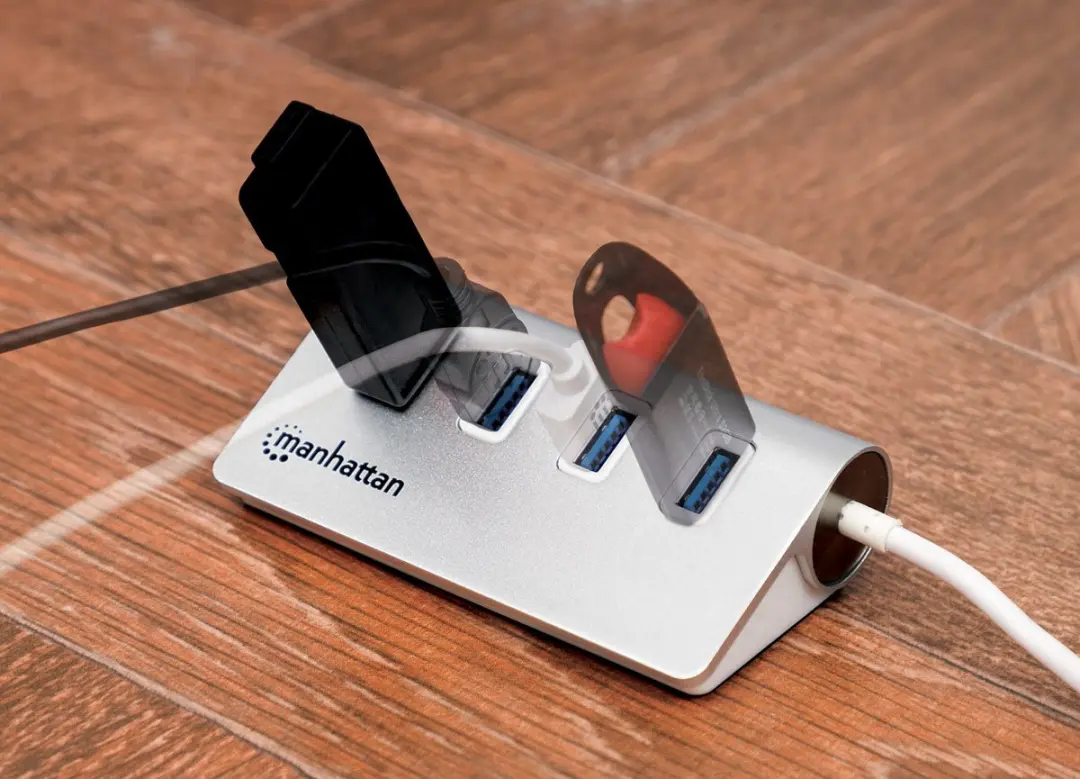 Manhattan 163767 USB 3.0 Hub 4 Poorten - Aluminium Wit - afbeelding 5 van 6