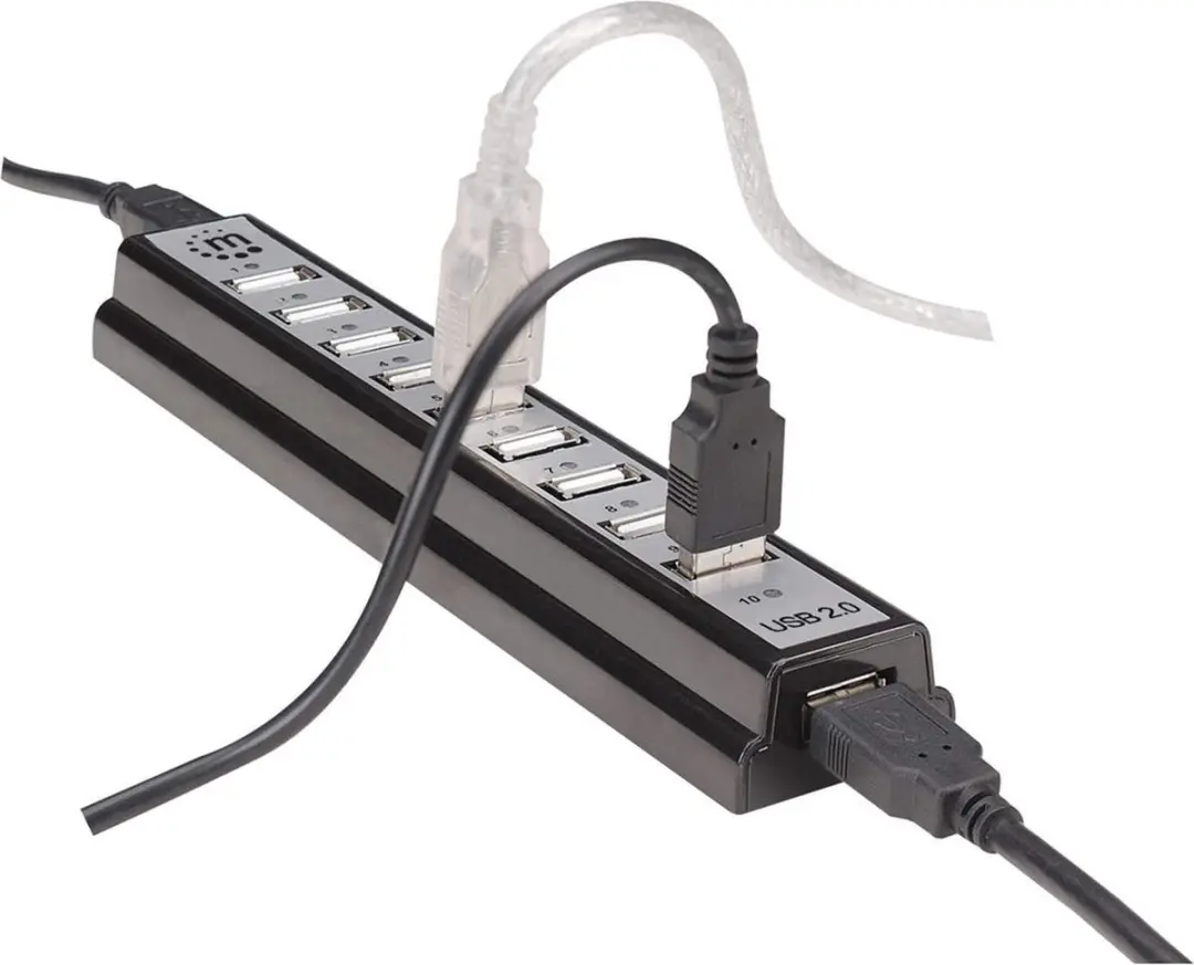 Manhattan USB 2.0 Hub 10 Poorten - 161572 - afbeelding 2 van 6