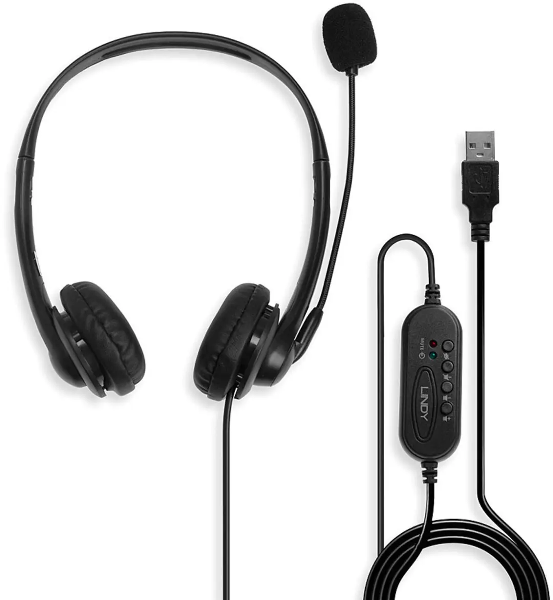 Lindy 42870 USB Headset met Microfoon - Zwart - afbeelding 6 van 6
